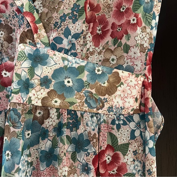 Vintage 70s Scruples California Floral Tie Back Dress - Picture 3 of 10